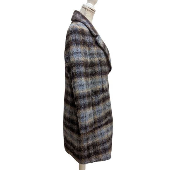 Banana Republic Italian Plaid Topcoat Wool Blend Women's Medium Petite NWT - Picture 4 of 11